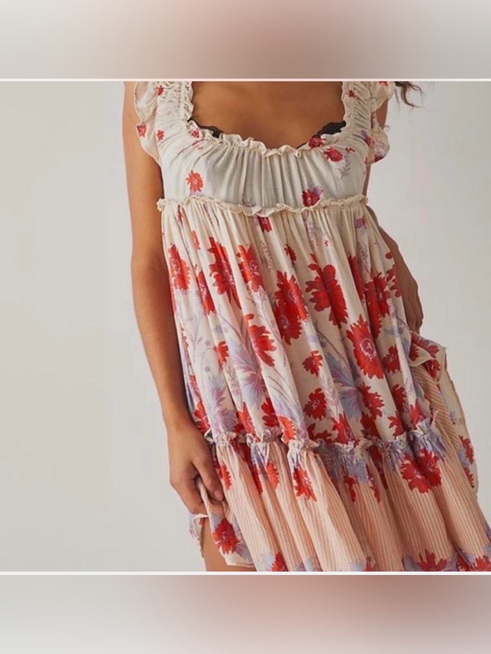 🌸 Free People Intimately Bali Wild Slip Ruffle Dress Small ✨🤍